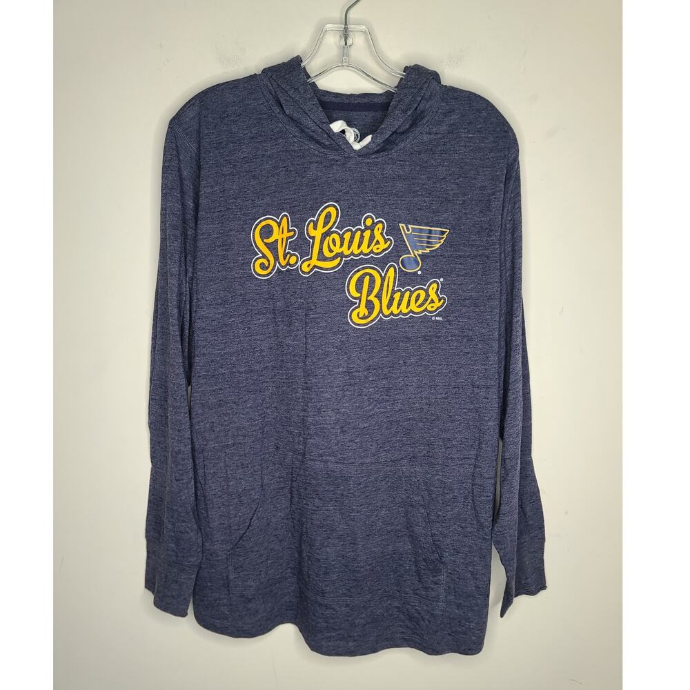 NWT NHL St Louis STL Blues Hockey long sleeve hooded shirt with pocket - XL